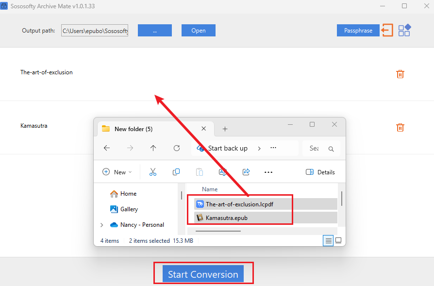 add lcpdf archive mate