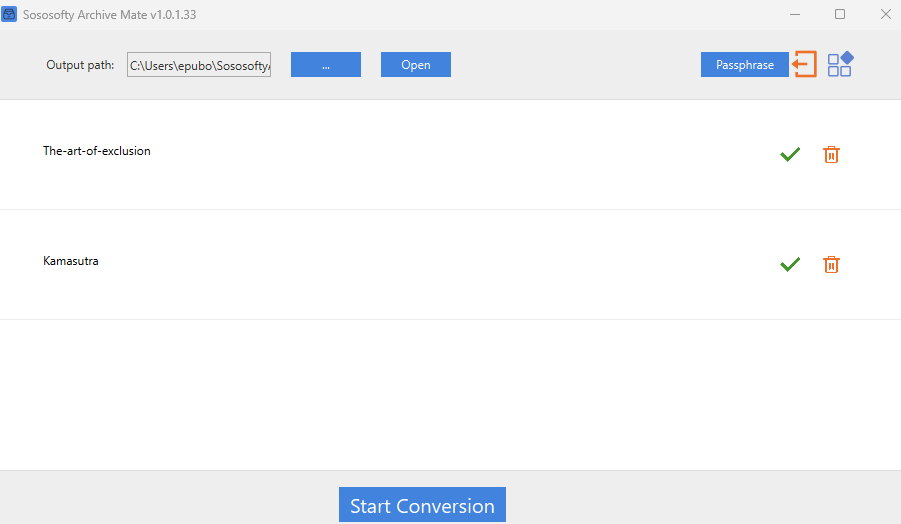 archive mate converter interface